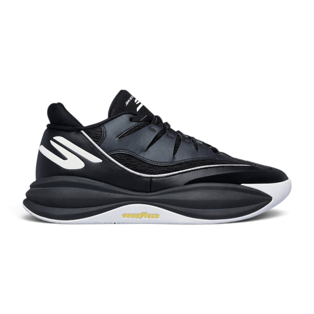 FRG Skechers SKX B-Lite men's basketball shoe in black and white with mesh upper and responsive foam midsole