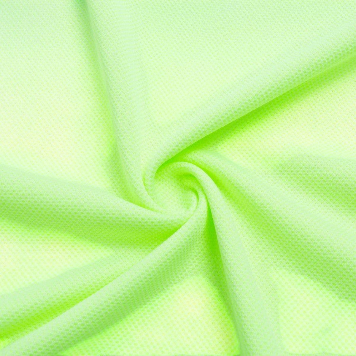 FRG ANTA fluorescent green running t-shirt fabric showing breathable mesh texture and moisture-wicking material