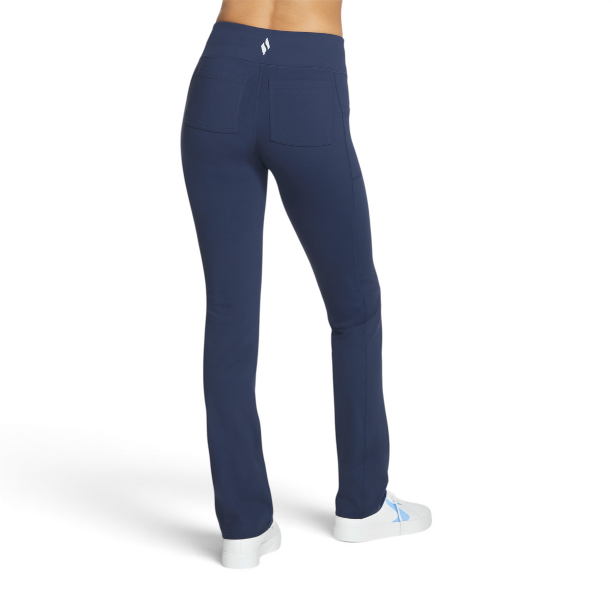 FRG THE GOWALK PANT OG in navy blue, featuring a high-waisted fit with back pockets and a small logo detail.