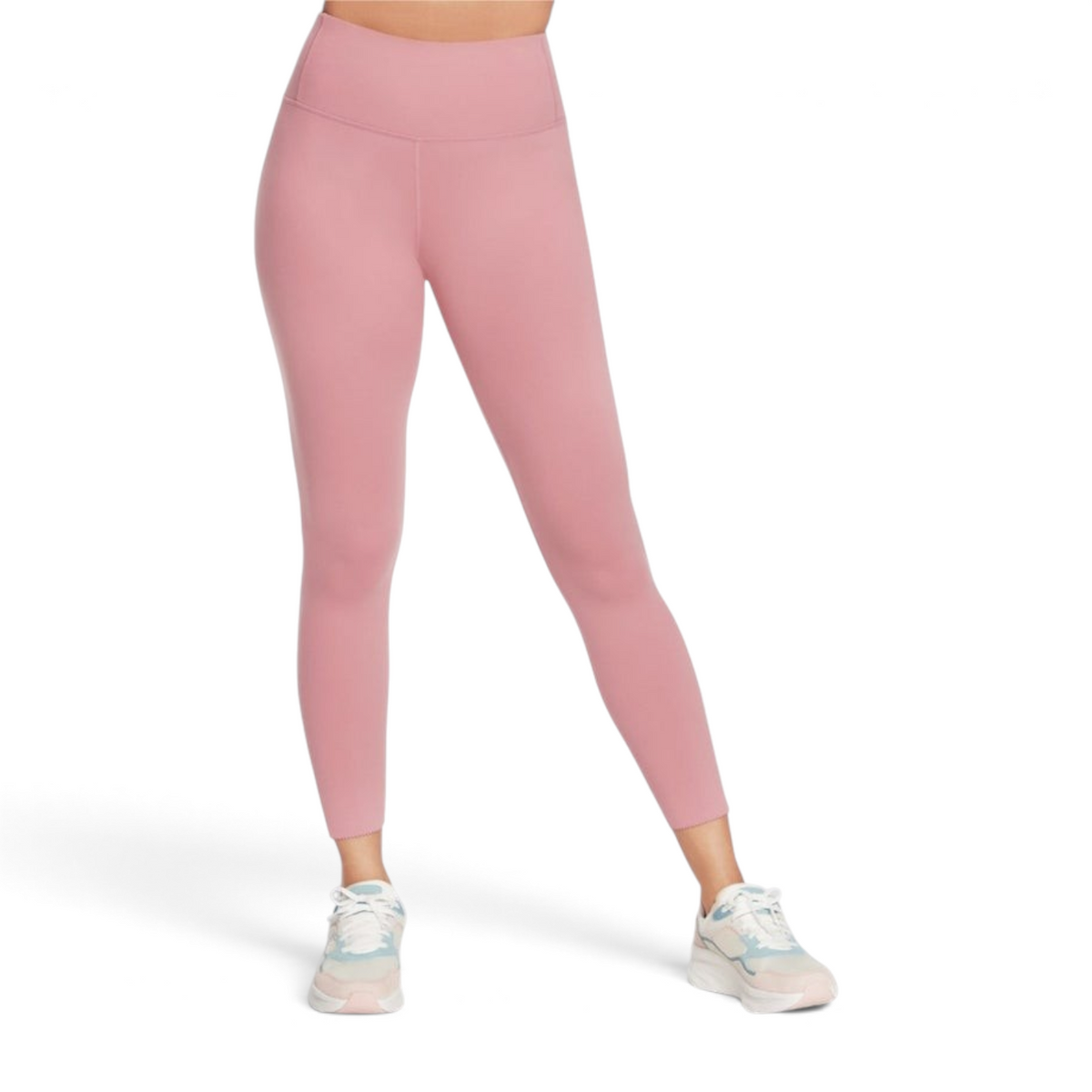 FRG dusty rose high-waisted leggings featuring a subtle scalloped hem detail for a feminine athletic look.