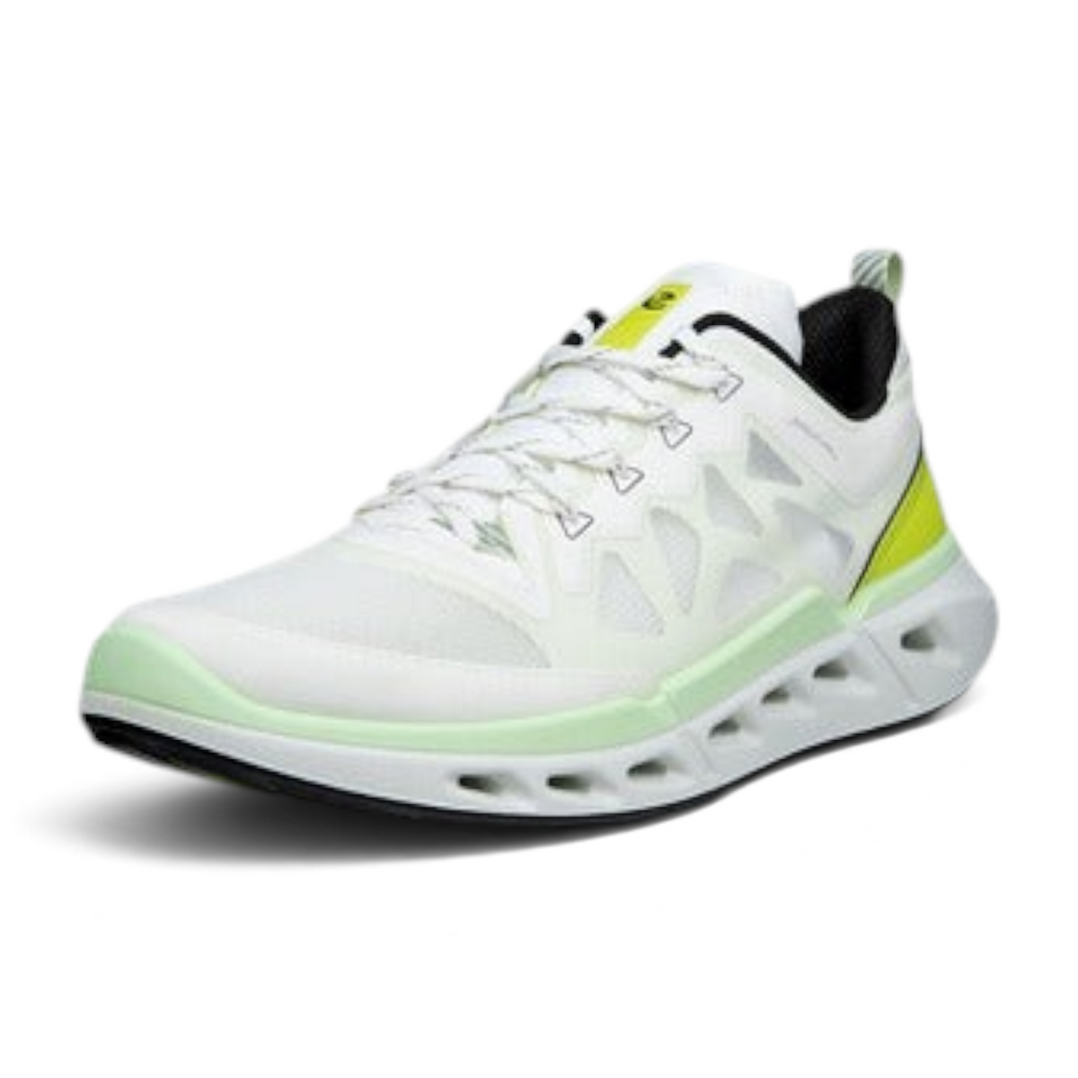 FRG ECCO Biom 720 men's lightweight summer sneaker in white and lime cream with breathable mesh and performance sole