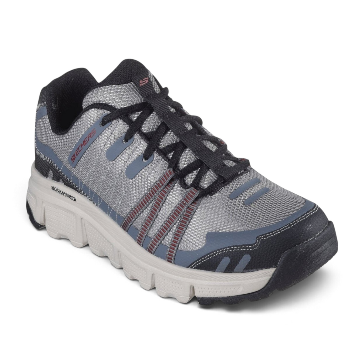 FRG Skechers Summits AT Twin Bridges gray mesh athletic sneaker with Memory Foam insole and durable flex midsole
