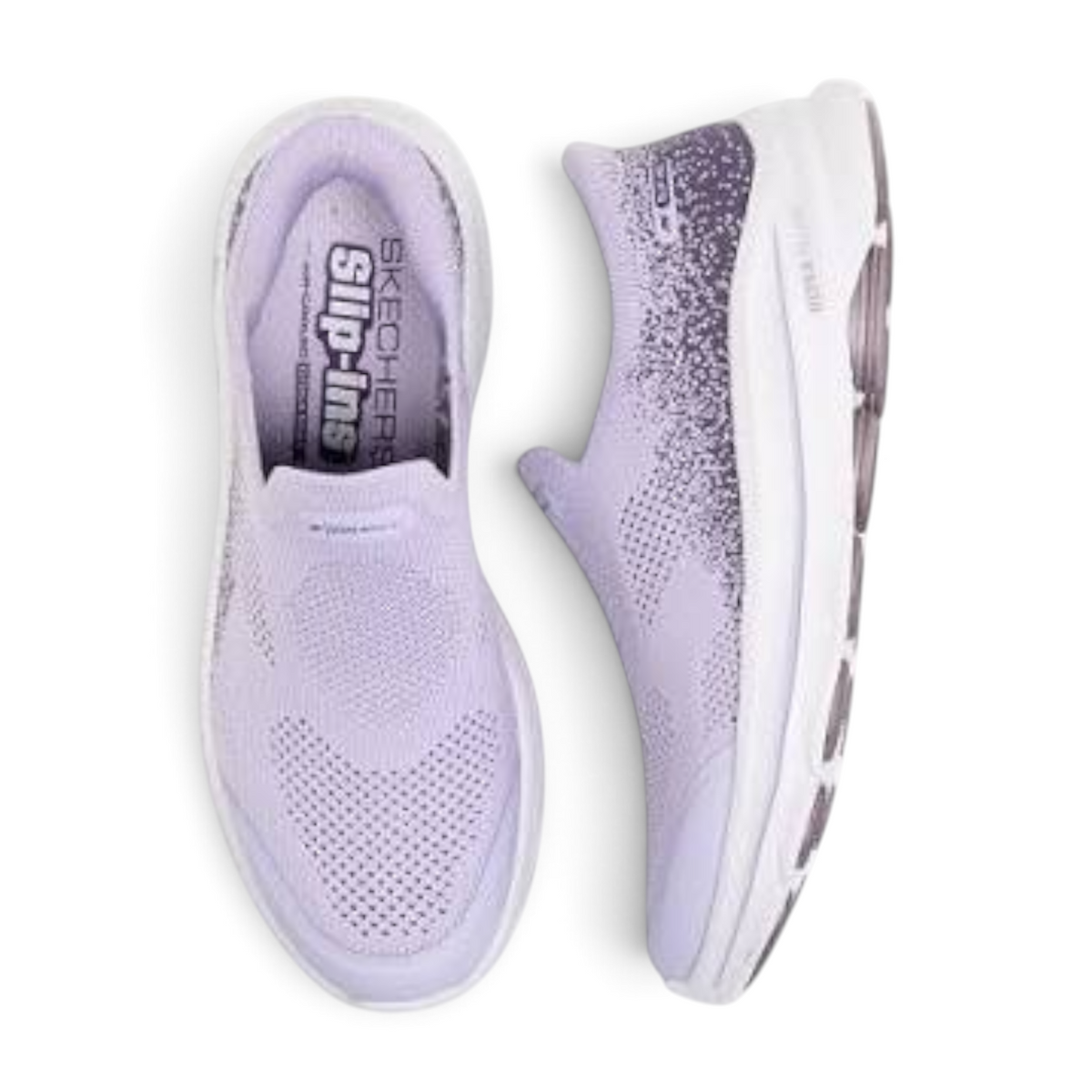 FRG Skechers GO WALK 8 Nova lavender slip-on sneakers with breathable knit upper and cushioned white sole