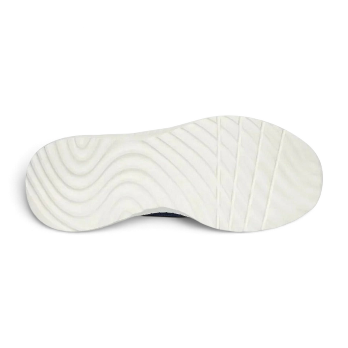 FRG Skechers Bobs Squad Chaos Daily Hype navy sneaker white textured rubber outsole view