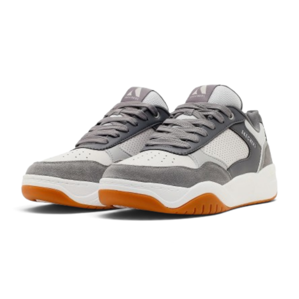 FRG Skechers Odyssey On The Way low-top sneakers in gray genuine leather with lace-up closure and gum rubber soles.