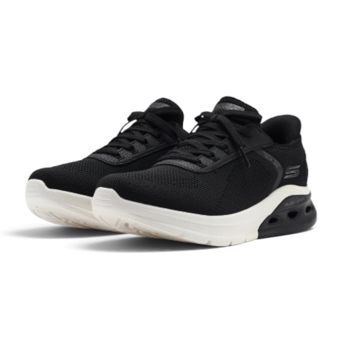 FRG Skechers BOBS ARC WAVES 2.0 black hands-free sneakers with cushioned white and black soles