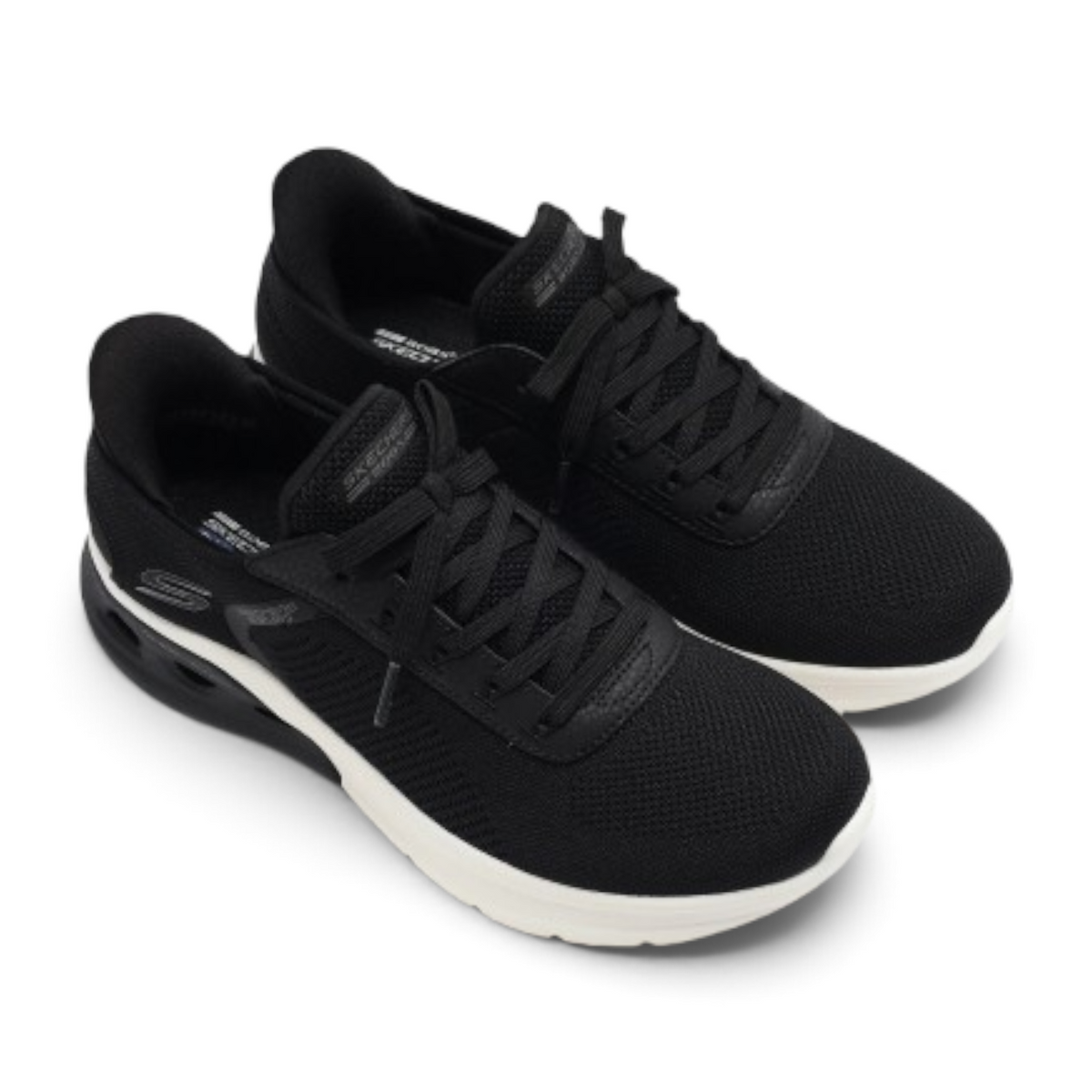 FRG Skechers BOBS ARC WAVES 2.0 black sneakers with breathable mesh upper and cushioned white sole