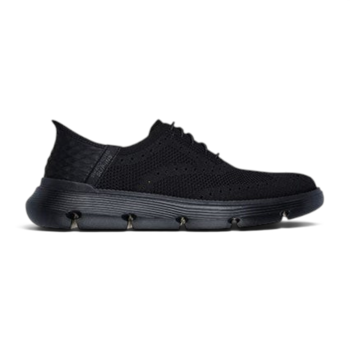 FRG Skechers Garza Palma black wingtip slip-in shoe with engineered knit upper and cushioned sole