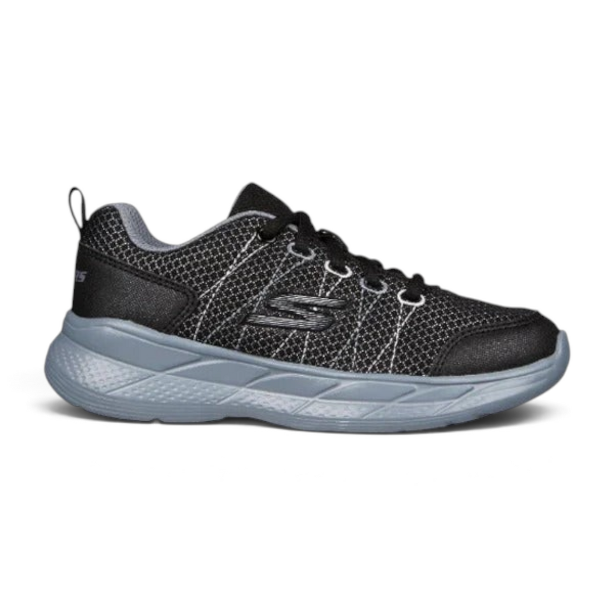 FRG SNAP SPRINT 2.0 kids athletic sneakers in black and grey with a breathable mesh upper and cushioned sole