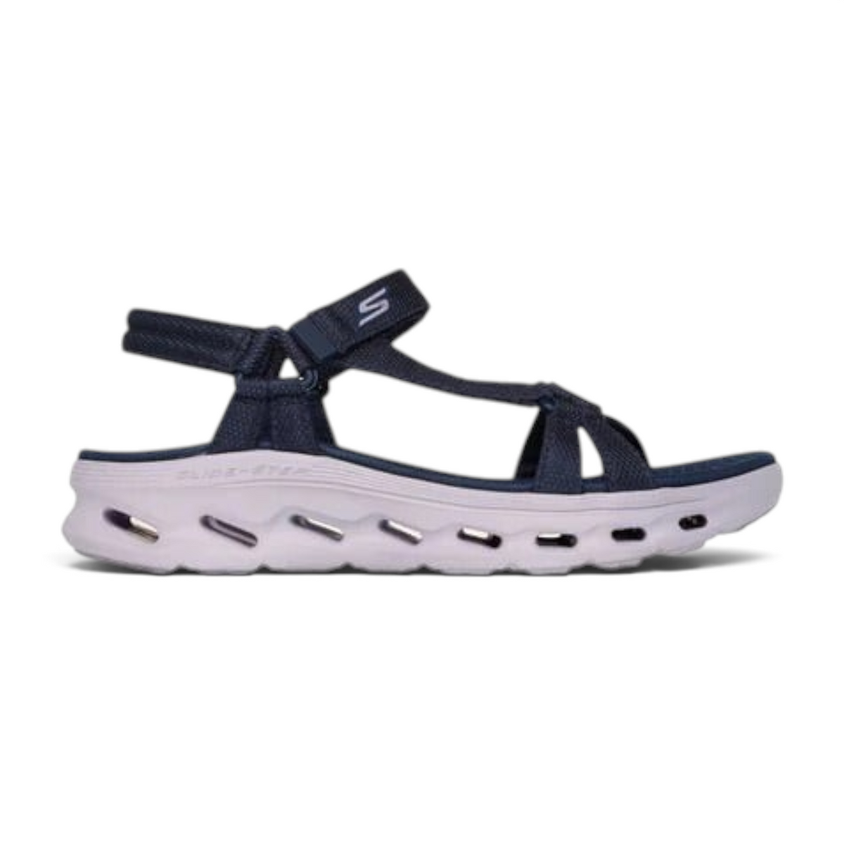 FRG GO WALK ARCH FIT 2.0 ANNIE navy blue athletic sandal with supportive white cushioned sole and adjustable straps