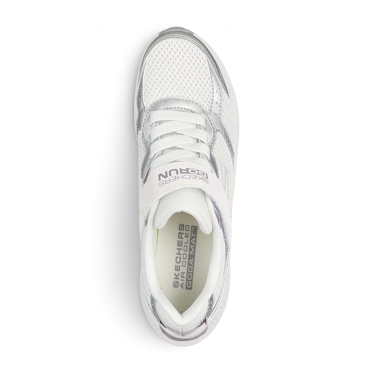 FRG GO RUN CONSISTENT 2.0 HI LUXE white and silver running shoe with mesh upper and Air Cooled Goga Mat insole
