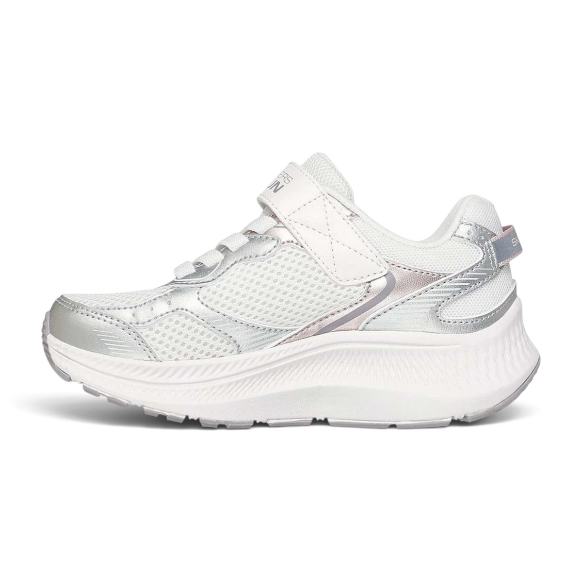FRG GO RUN CONSISTENT 2.0 HI LUXE white and silver athletic sneakers with mesh upper and hook-and-loop strap