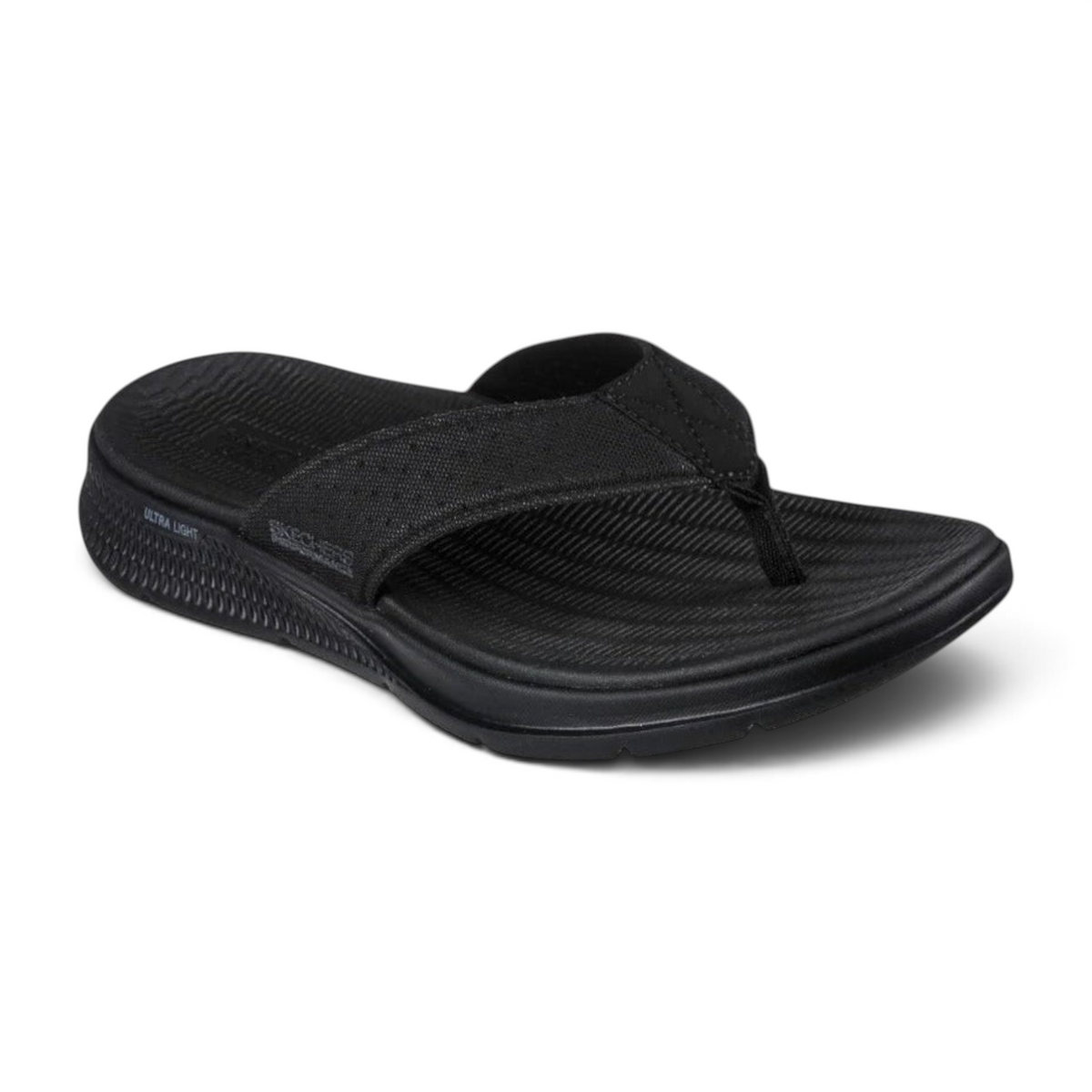 FRG GO CONSISTENT PENTHOUSE black thong sandal with a cushioned ultra light sole and fabric strap