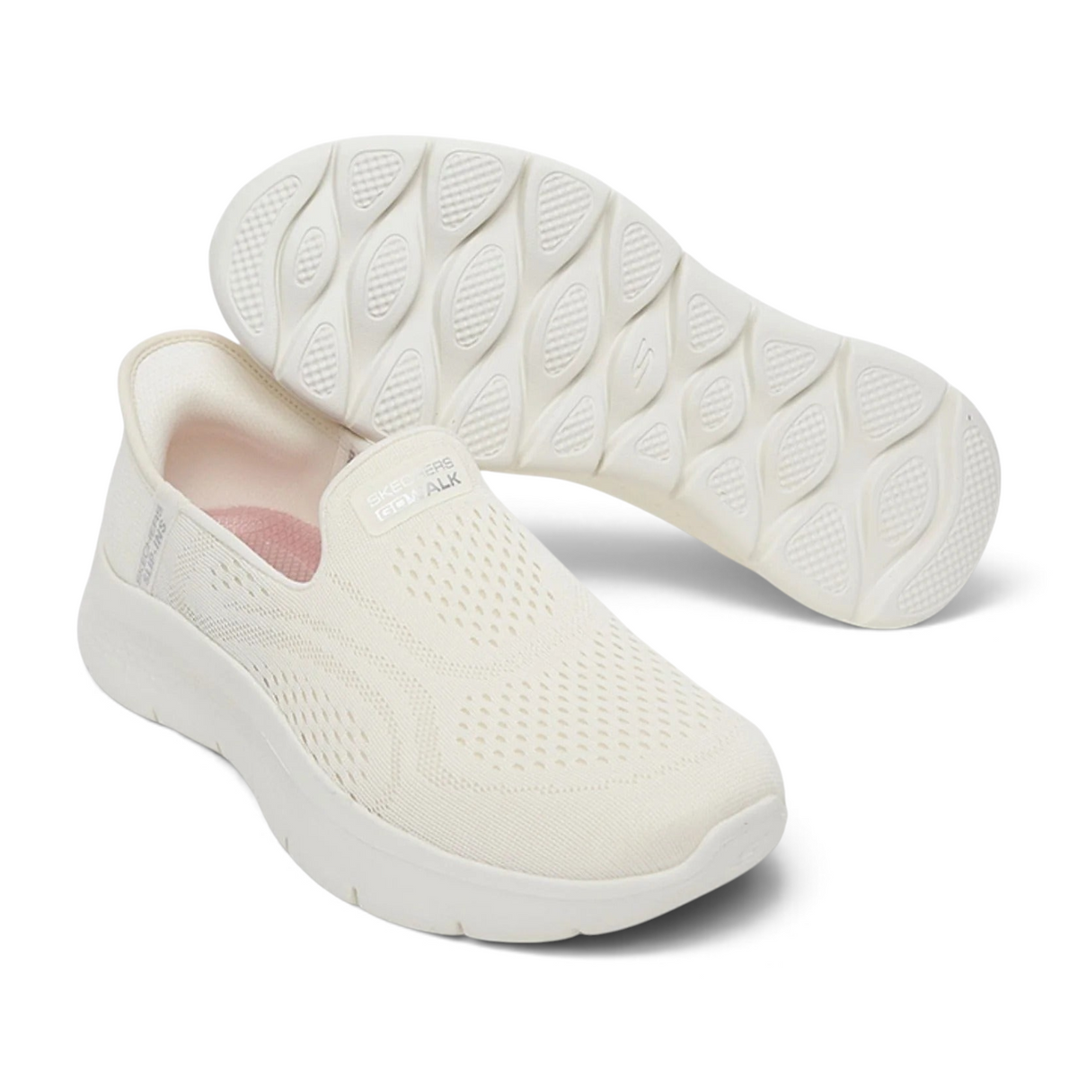 FRG Skechers GO WALK FLEX - YAEL slip-on walking shoes in cream mesh with a white cushioned sole