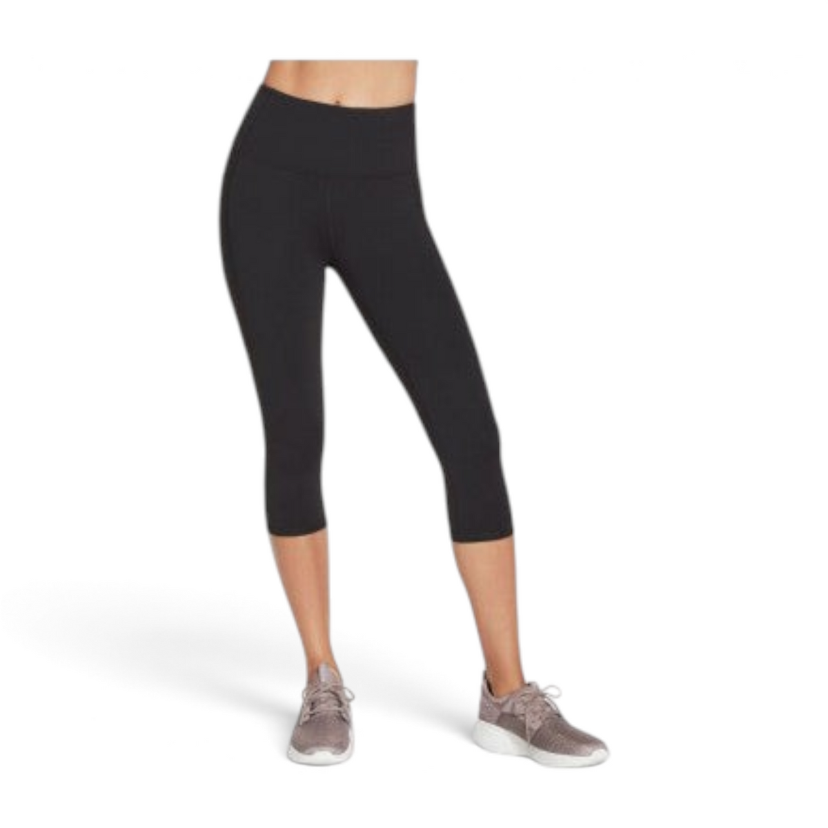 FRG Skechers women's black high-waisted knit capri leggings for athletic workouts