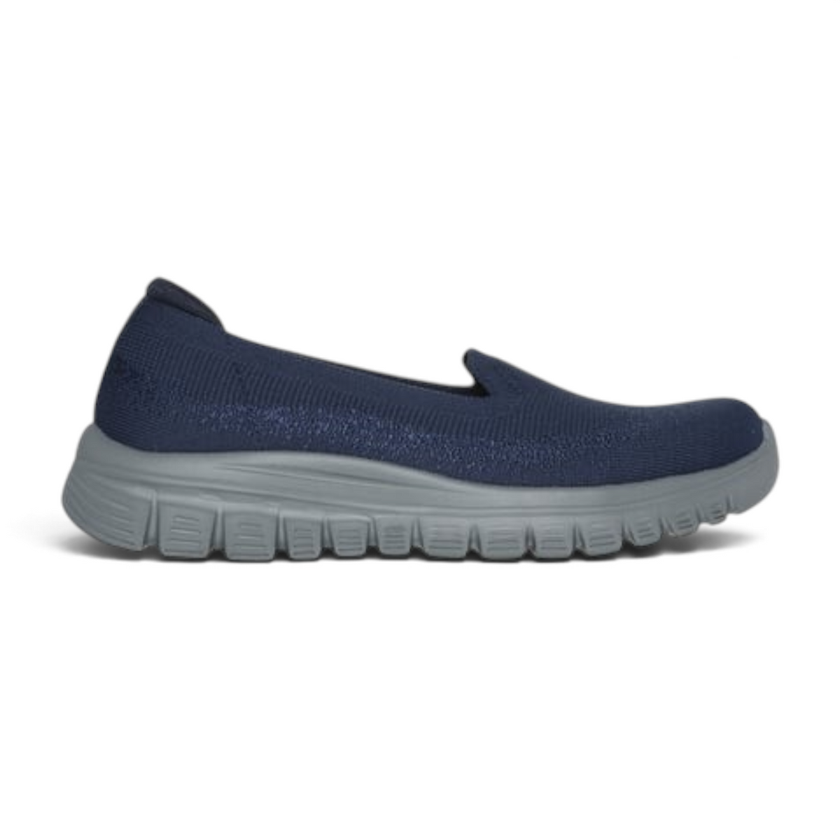 FRG Graceful View Finder navy blue slip-on sneaker with a flexible knit upper and a comfortable grey athletic sole