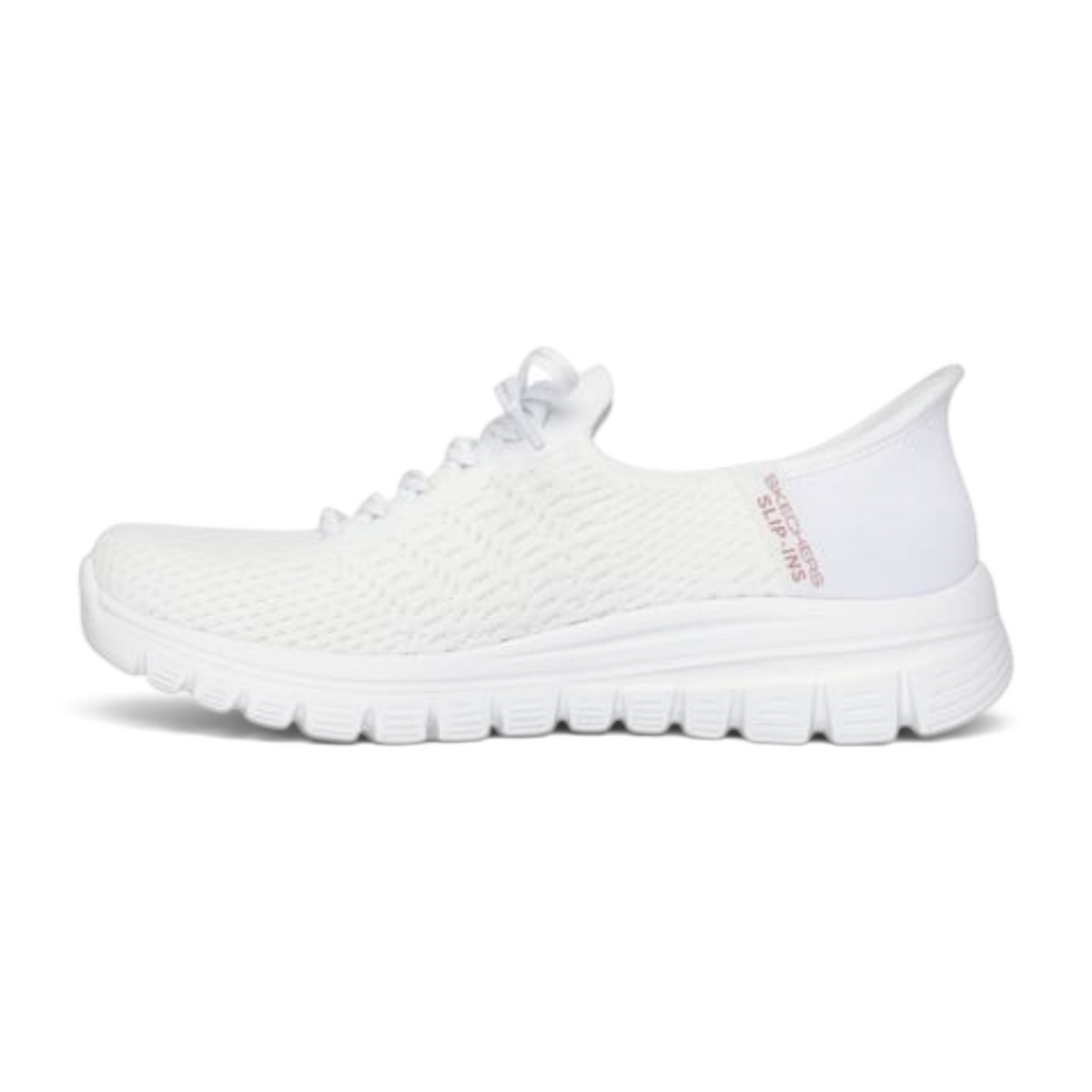 FRG GRACEFUL FIRST BLUSH white slip-on athletic sneaker with breathable knit mesh upper and cushioned sole