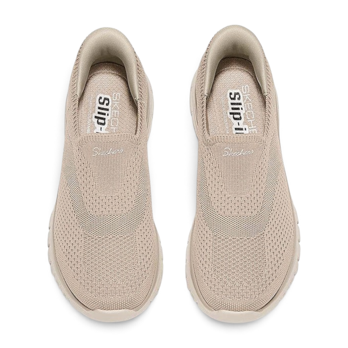 FRG Skechers Graceful Steady Rise taupe slip-on sneakers with engineered knit upper and cushioned insole