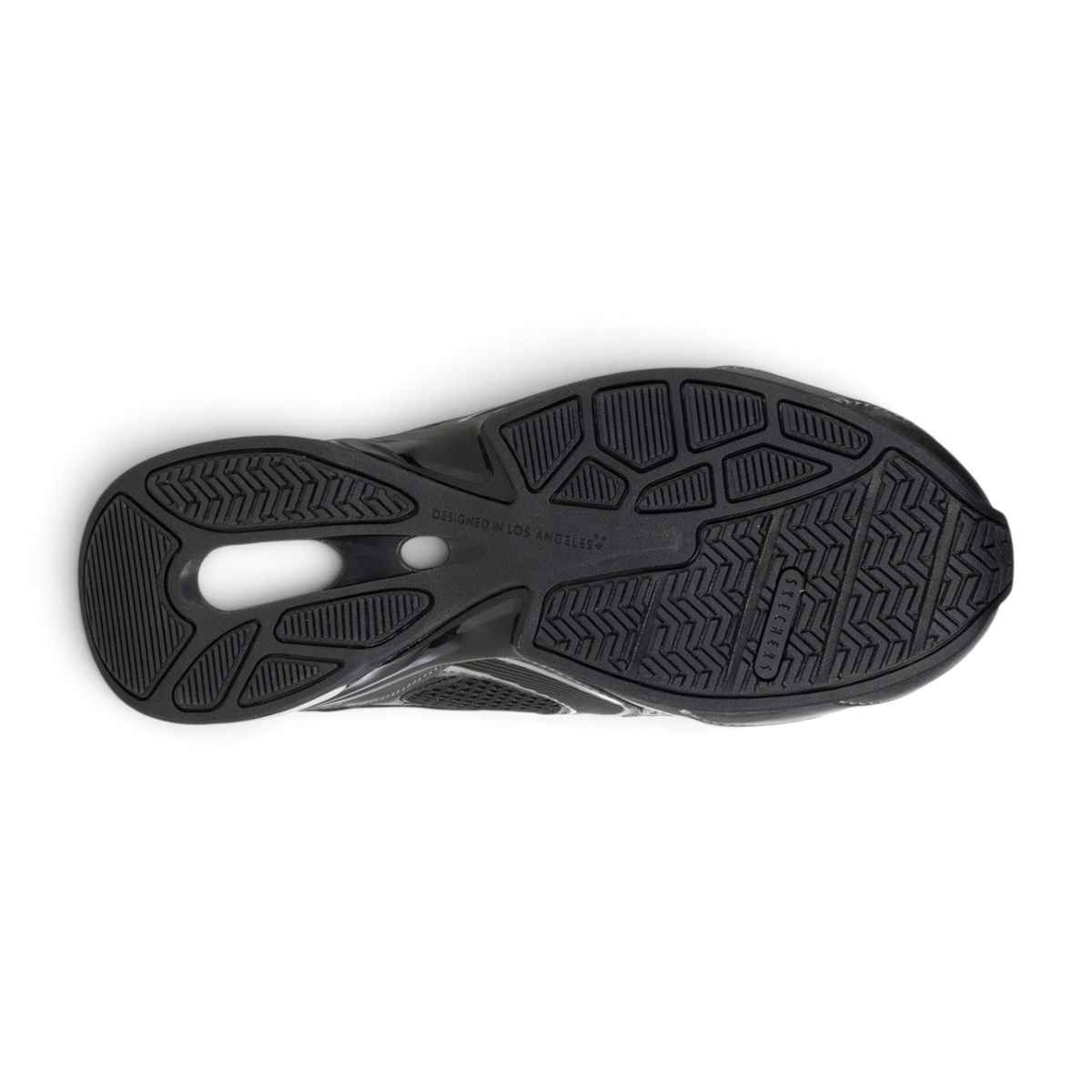 FRG Skechers Slip-ins Exhilarate sneaker black and grey rubber outsole with textured tread and cushioned heel