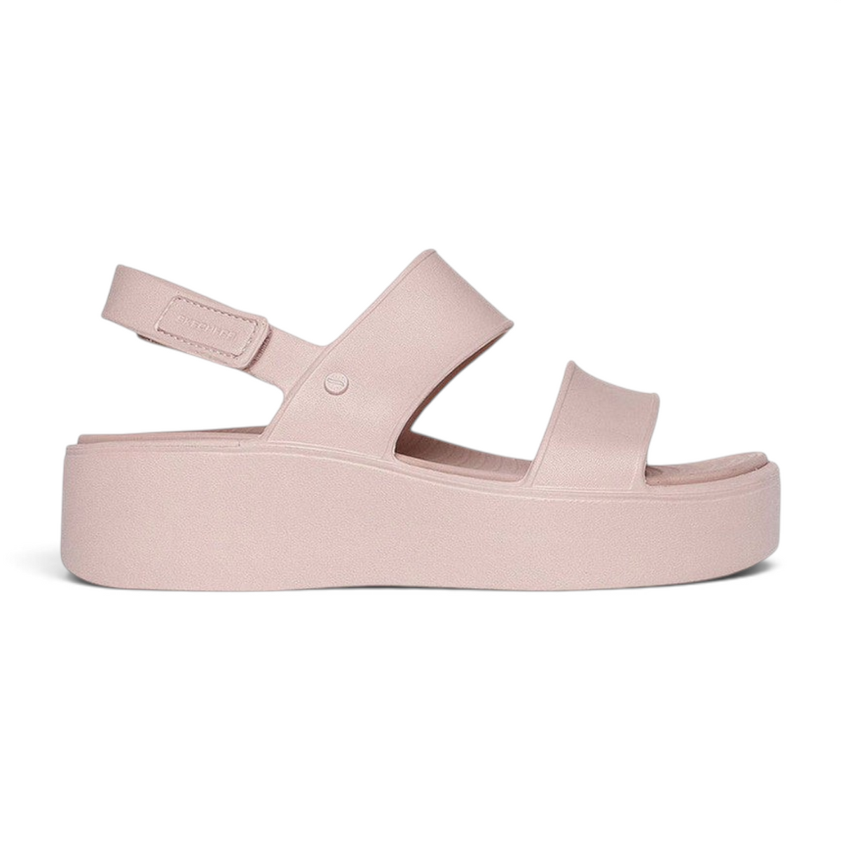 FRG Skechers Foamies Arch Fit Upbeat platform sandal in light pink with double cross-band and adjustable strap