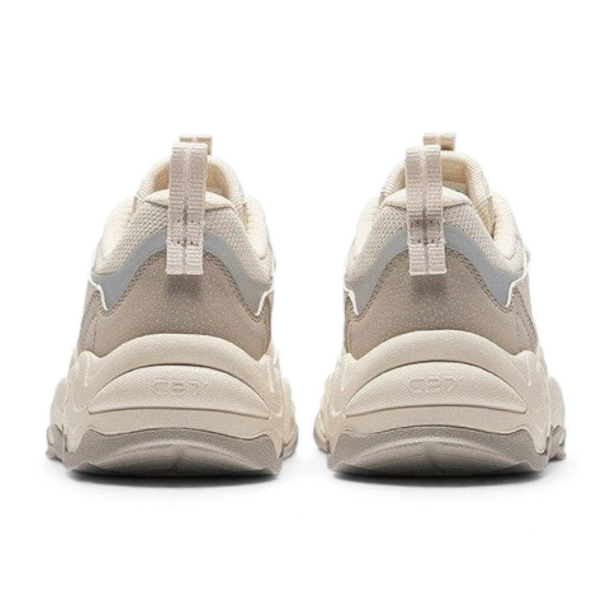 FRG ANTA Meteorolite chunky casual sneakers in light grey, smoke grey, and silver with suede and mesh detailing.