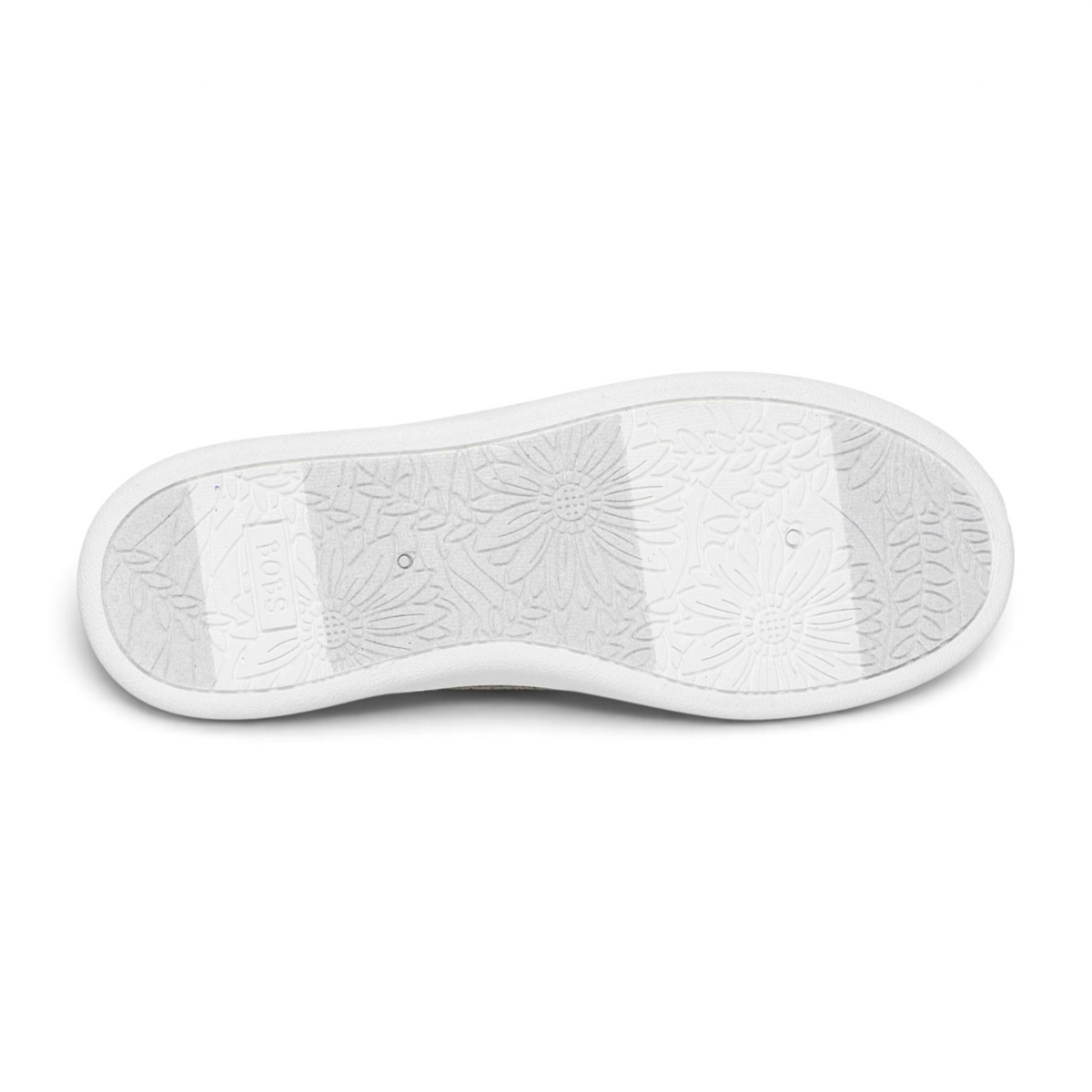 FRG BOBS D'VINE - SO HOOKED shoe outsole featuring a white rubber sole with a floral daisy tread pattern