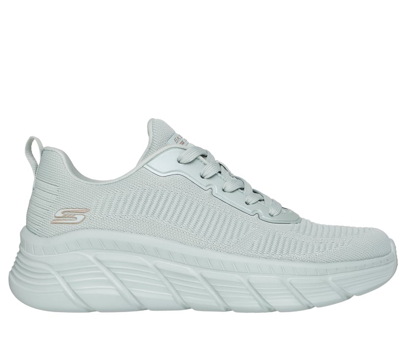 FRG Skechers BOBS Sport B Flex high-top sneaker in sage green knit with memory foam sole and lace-up closure