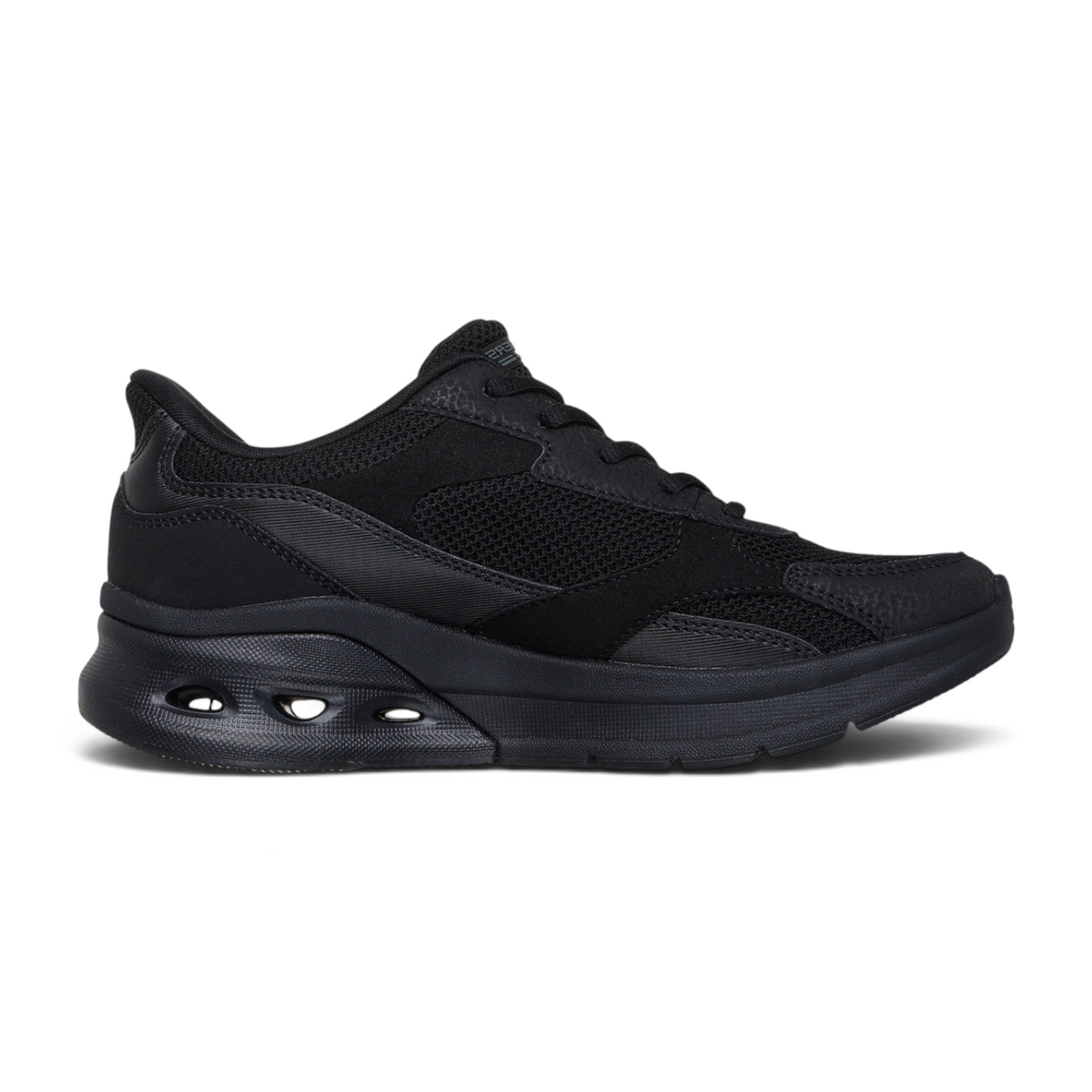 FRG Skechers BOBS Arc Waves 2.0 black slip-in sneaker with cushioned mesh upper and sporty wave-textured sole