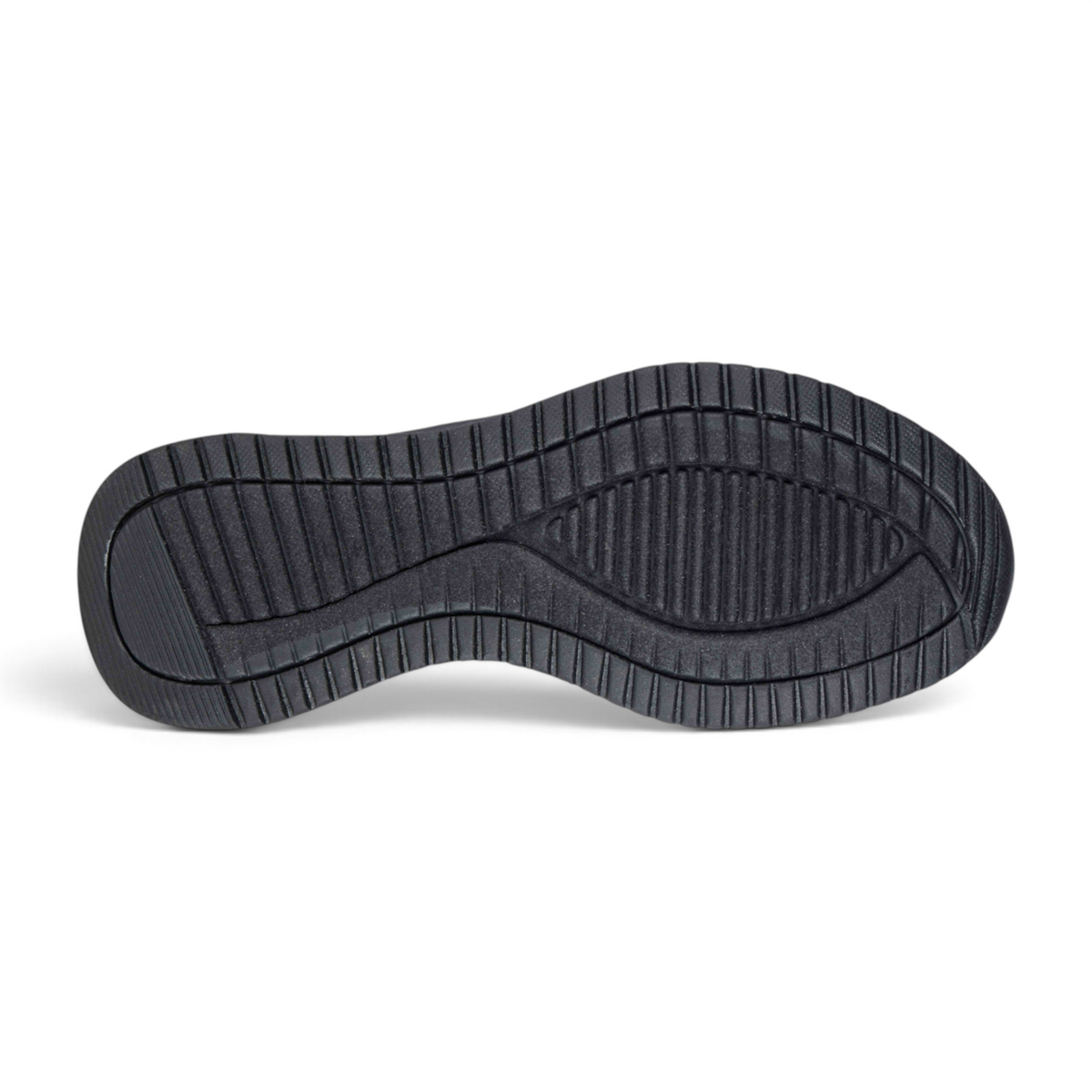 Black rubber outsole of the FRG BOBS SQUAD 4 - KEY LOOK sneaker featuring a textured grip pattern