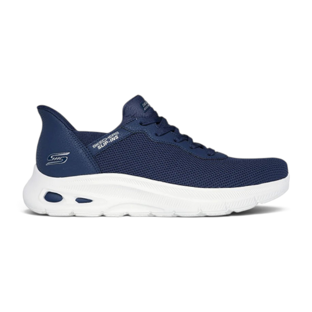 FRG BOBS UNITY navy blue mesh slip-in sneaker with white cushioned midsole and side logo detail