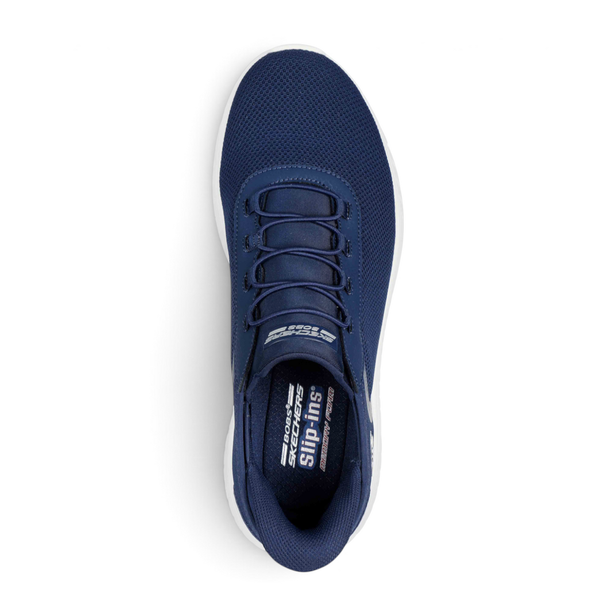FRG BOBS SQUAD CHAOS navy blue mesh slip-in sneaker with white cushioned sole and memory foam insole