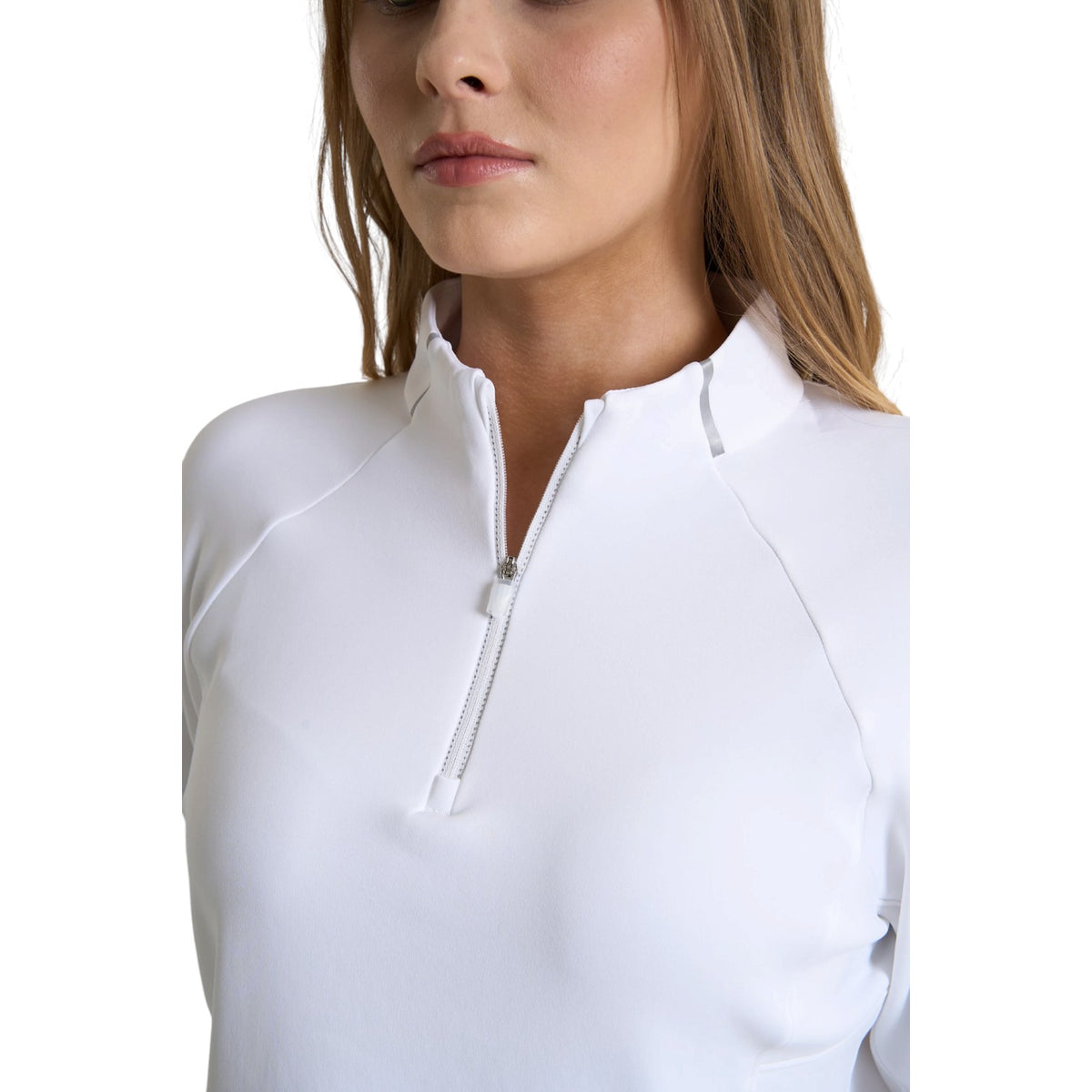 ANTA Zip-Neck Long Sleeve Top - White
