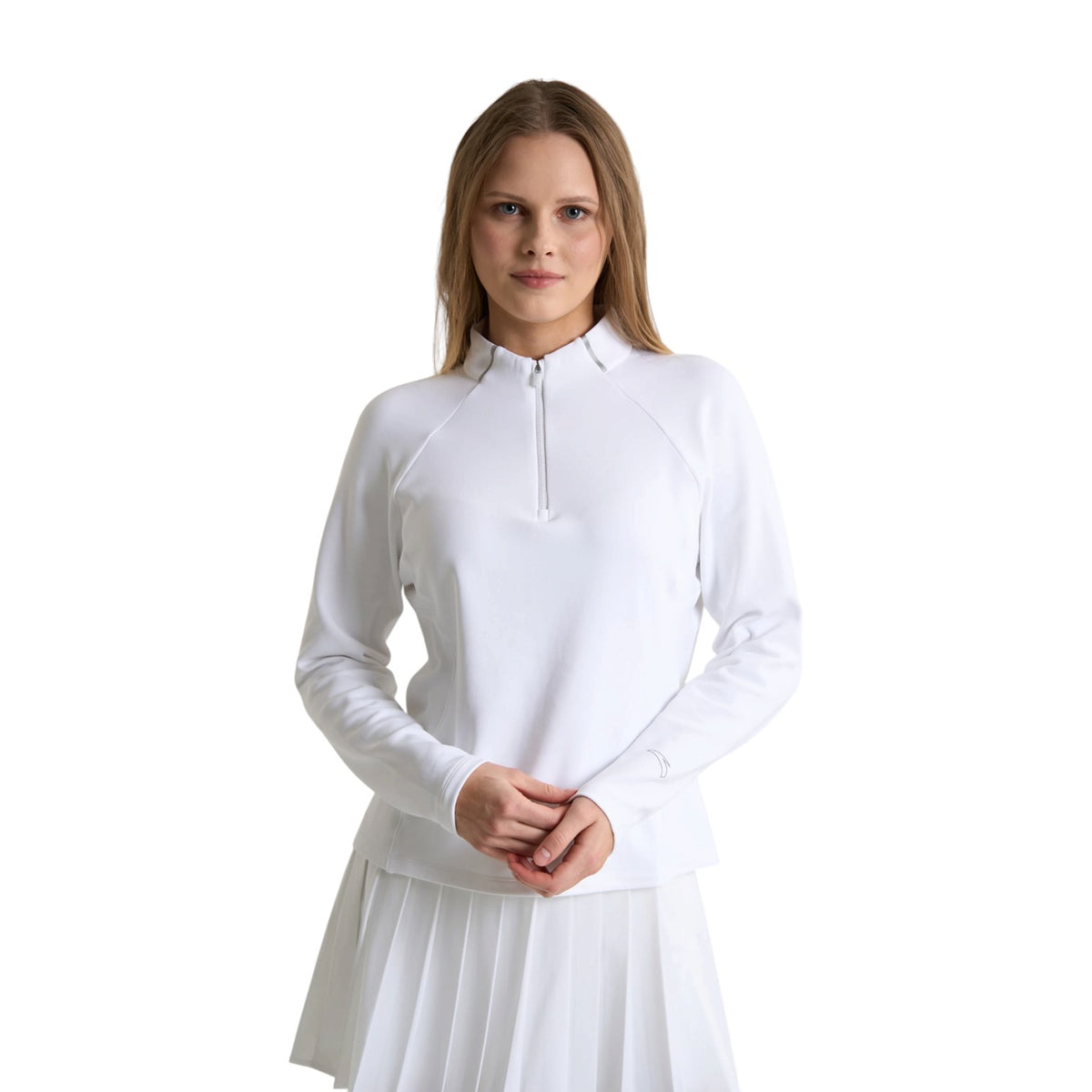 ANTA Zip-Neck Long Sleeve Top - White