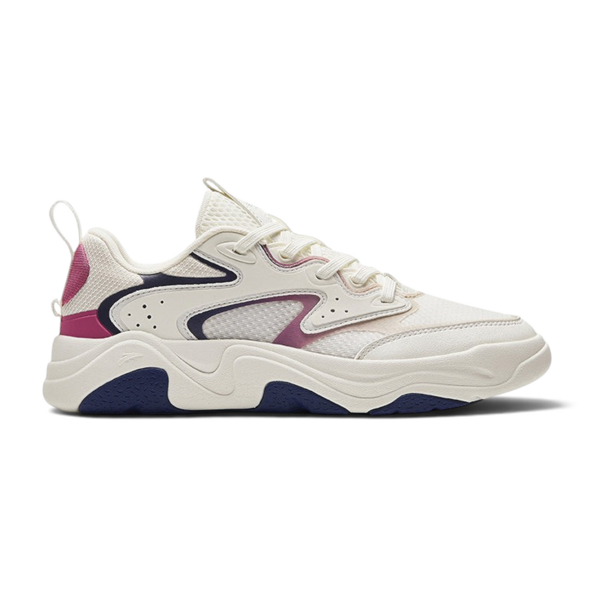 FRG casual shoes in white mesh with purple and pink accents and a chunky white rubber sole