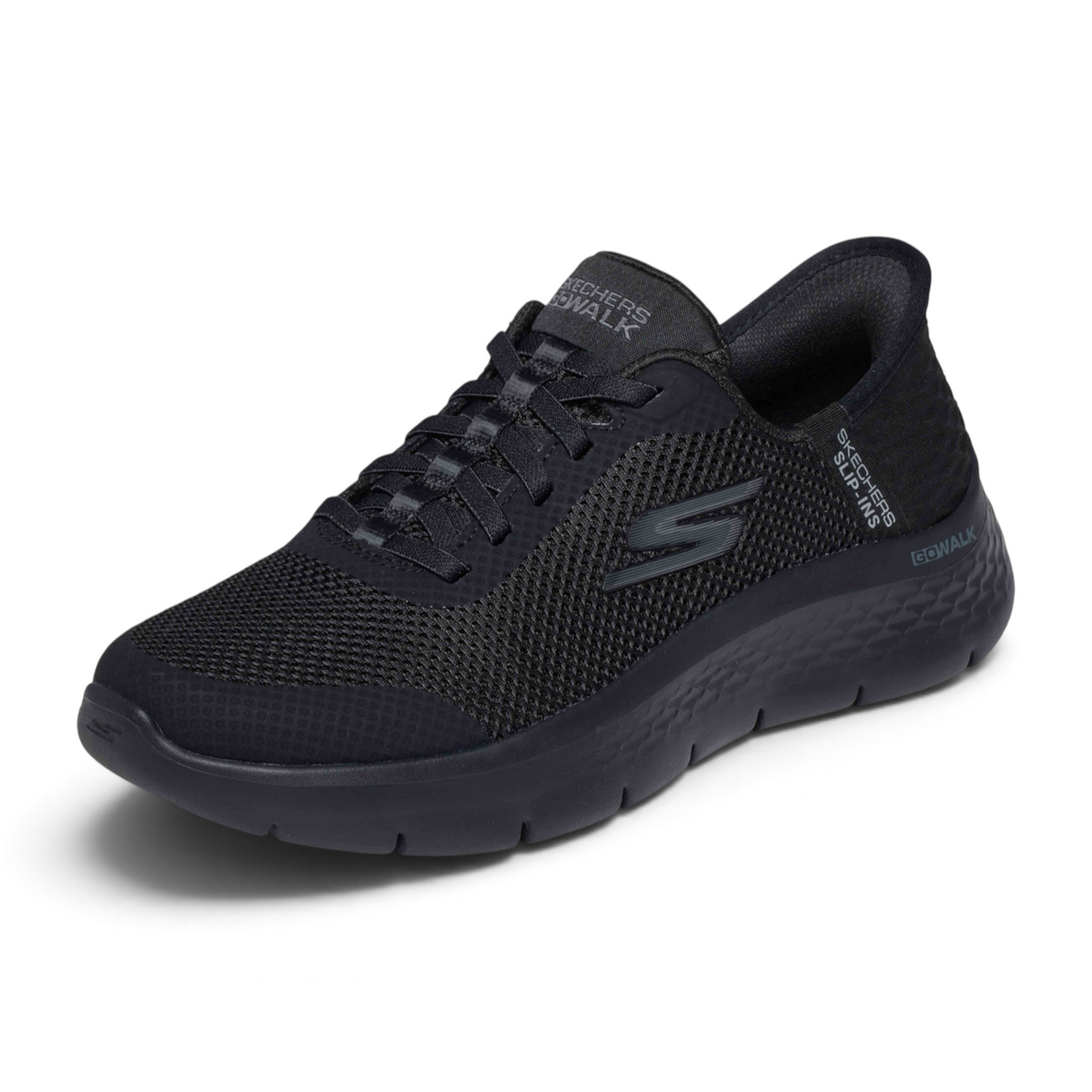 FRG GO WALK FLEX GRAND ENTRY black mesh slip-on walking shoe with cushioned sole and lace-up detail