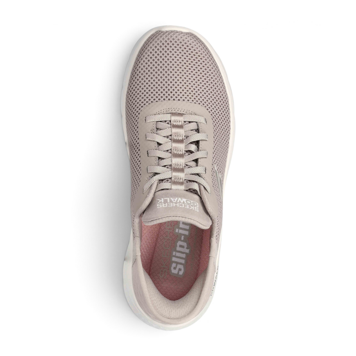FRG GO WALK FLEX - GRAND ENTRY taupe mesh slip-on walking shoe with lace-up detail and cushioned insole