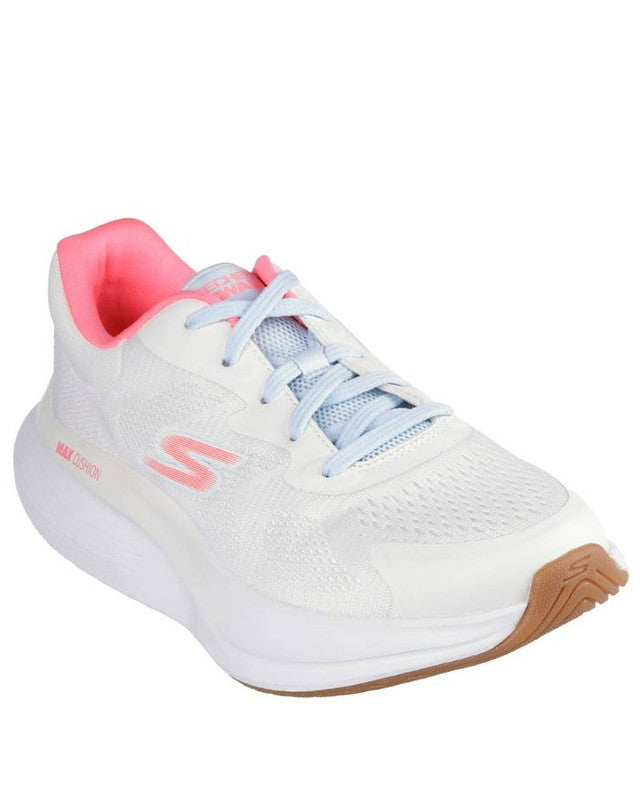 FRG Skechers GO Walk Max Walker Vea walking shoe in white mesh with mint laces and pink collar lining