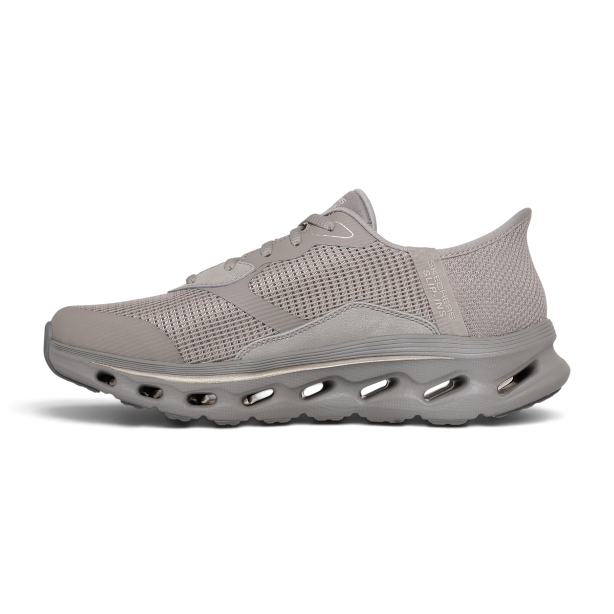 FRG Skechers GO WALK Glide-Step 2.0 Belah grey athletic slip-on sneaker with grid mesh upper and cushioned midsole