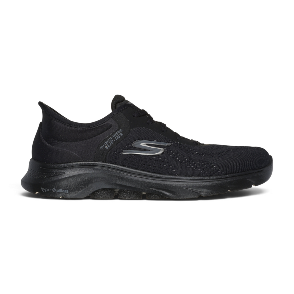 FRG Skechers Slip-ins Go Walk 7 Valin black athletic walking shoe with breathable mesh and Hyper Pillars sole