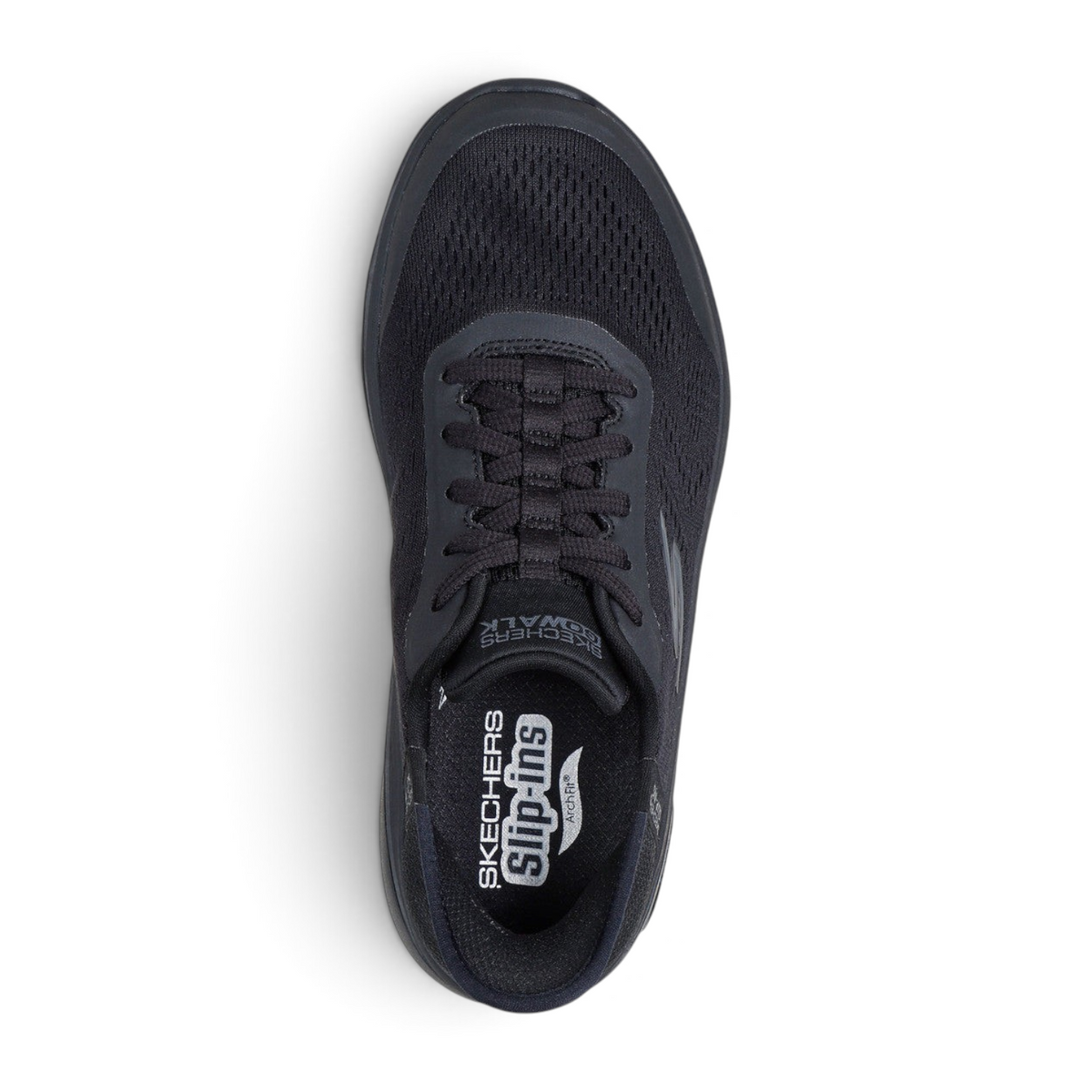 FRG Skechers GO Walk Arch Fit 2.0 Valencia black knit slip-in walking shoe with arch support, top view