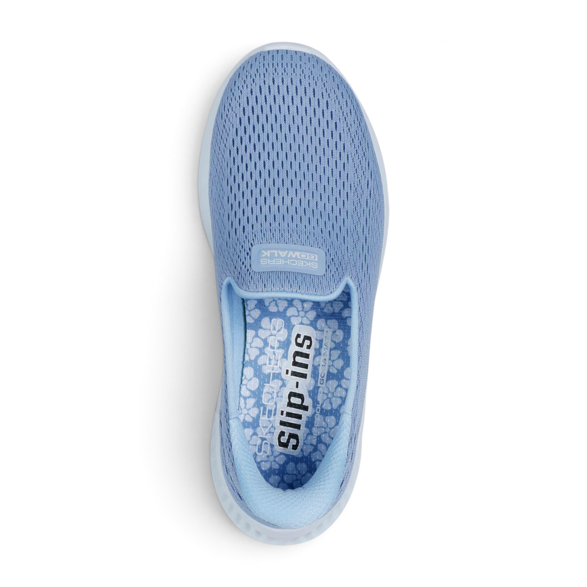 FRG GO WALK NOW IVY light blue slip-on walking shoe with breathable mesh upper and cushioned floral insole