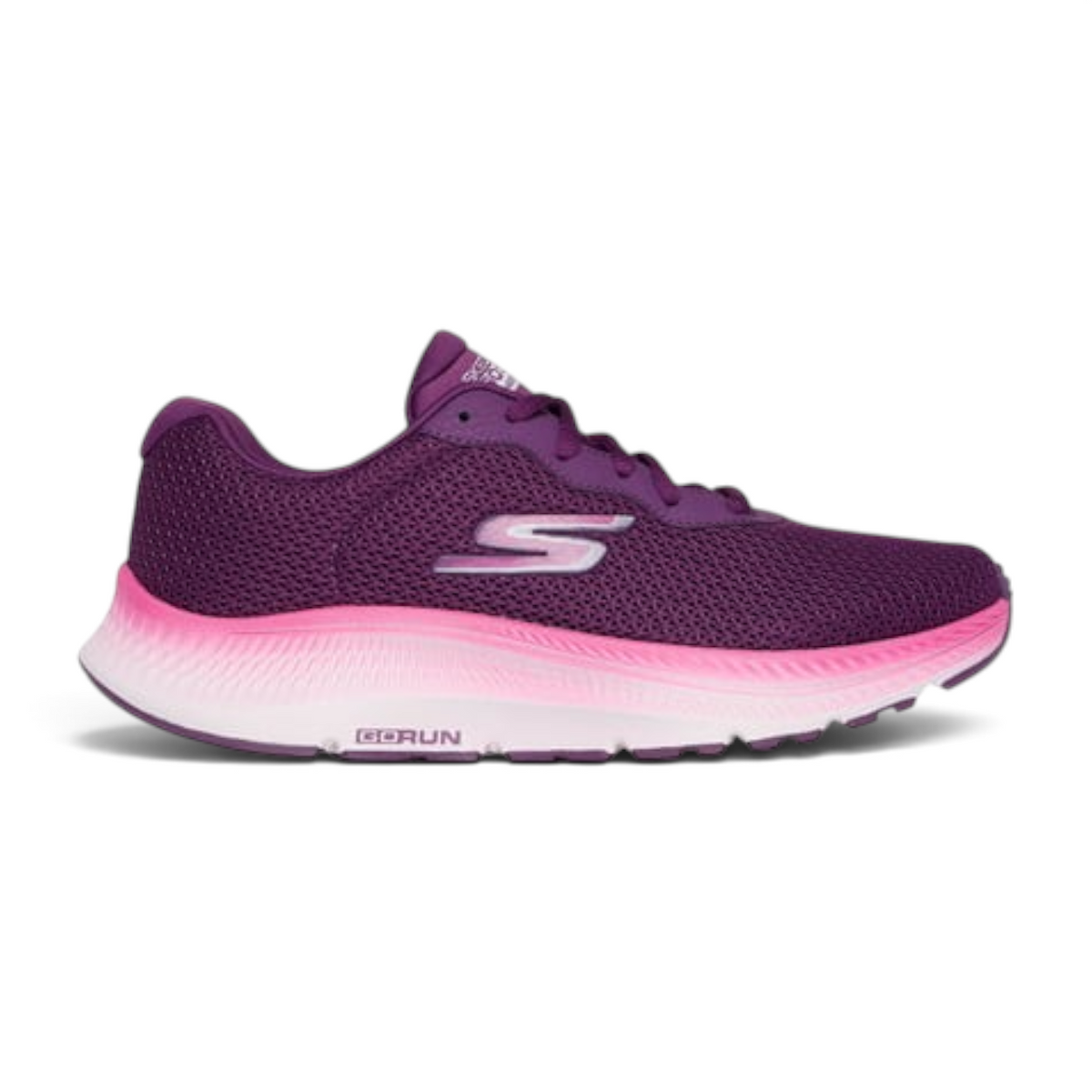 FRG Skechers GO RUN Consistent 2.0 purple athletic mesh running shoe with pink gradient midsole and lace-up closure.