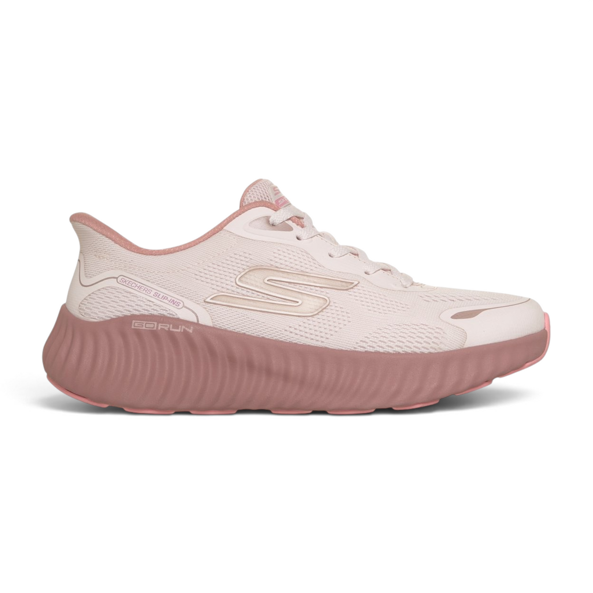 FRG GO RUN NOW Regent women's light pink slip-in running sneaker with a thick cushioned sole and mesh upper