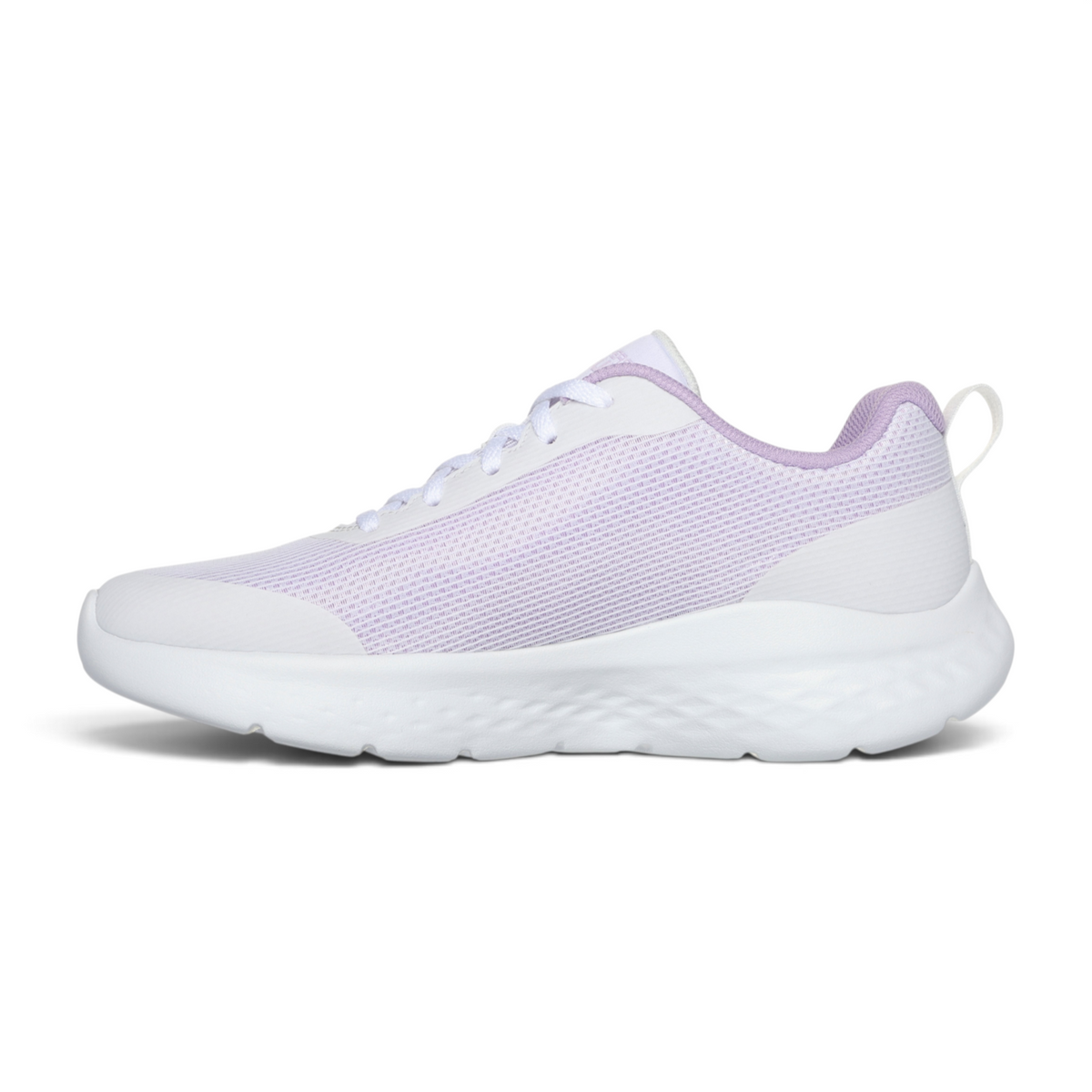 FRG GO RUN LITE lightweight running shoe in white and soft lavender with a breathable mesh upper and cushioned sole