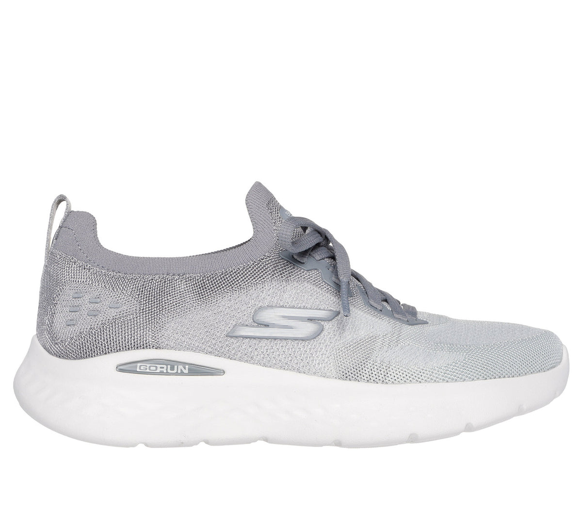 FRG Skechers GO Run Lite running shoe in light gray with a breathable mesh upper and cushioned white midsole