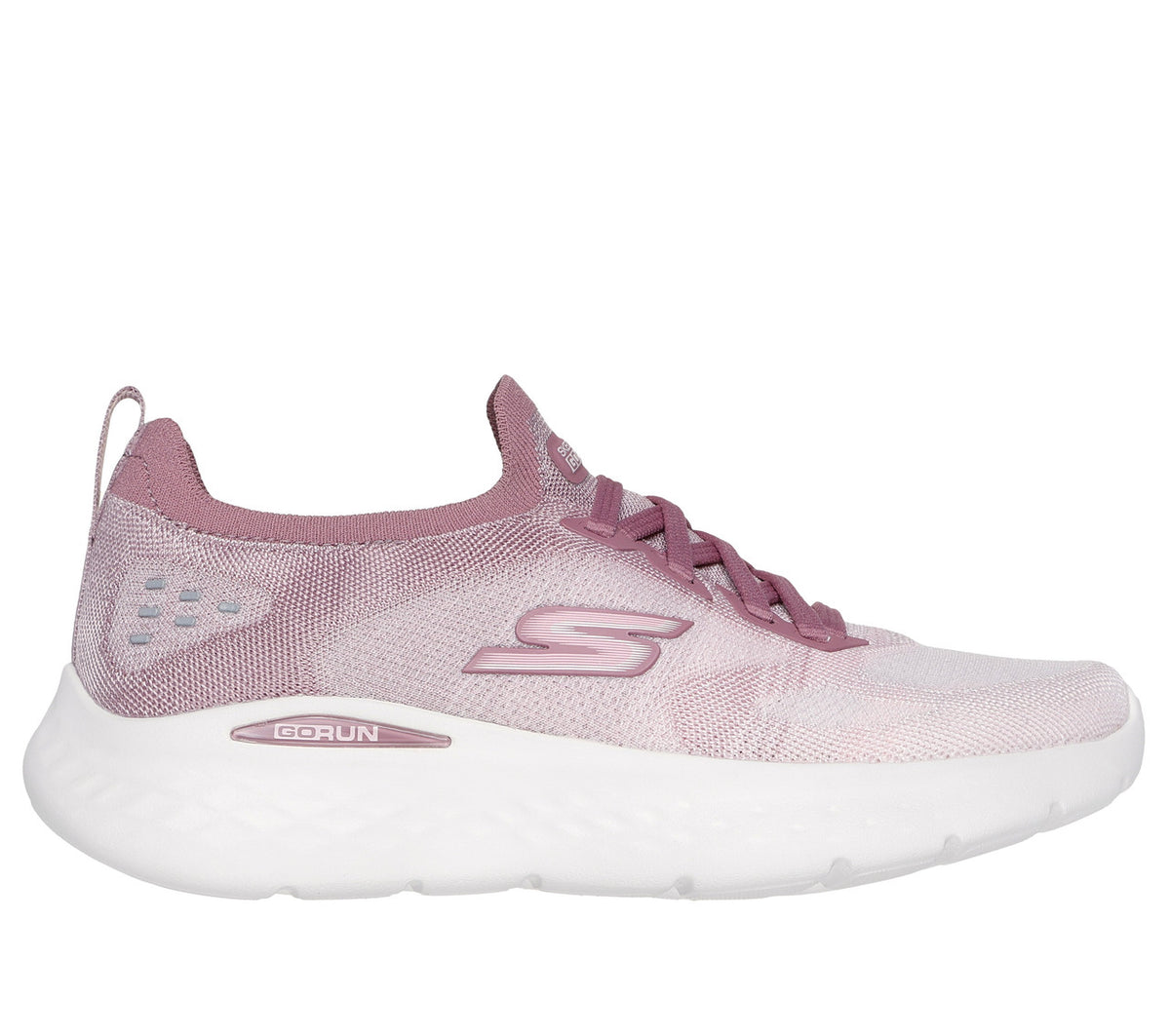 FRG Skechers GO Run Lite mauve running shoe with breathable mesh upper and white cushioned sole