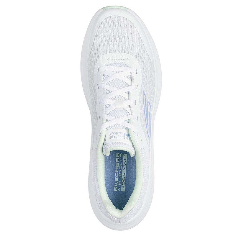 FRG Max Cushioning Endeavour white mesh running shoe with a thick supportive sole and light green interior lining