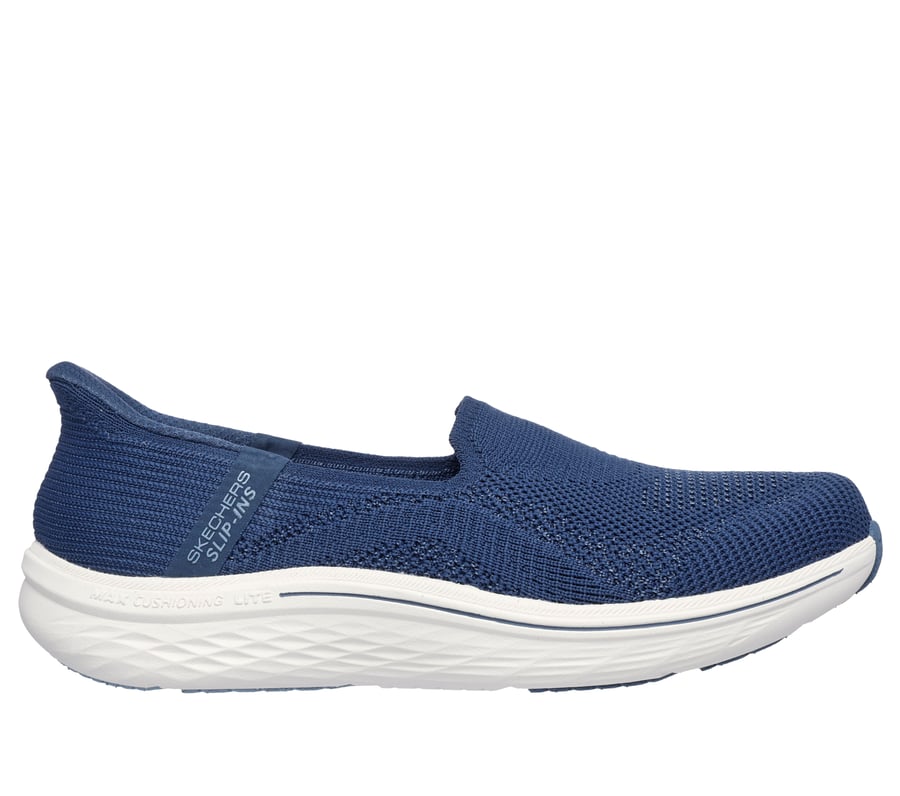 FRG Skechers Max Cushioning Lite Aura navy blue vegan slip-on sneaker with white responsive midsole