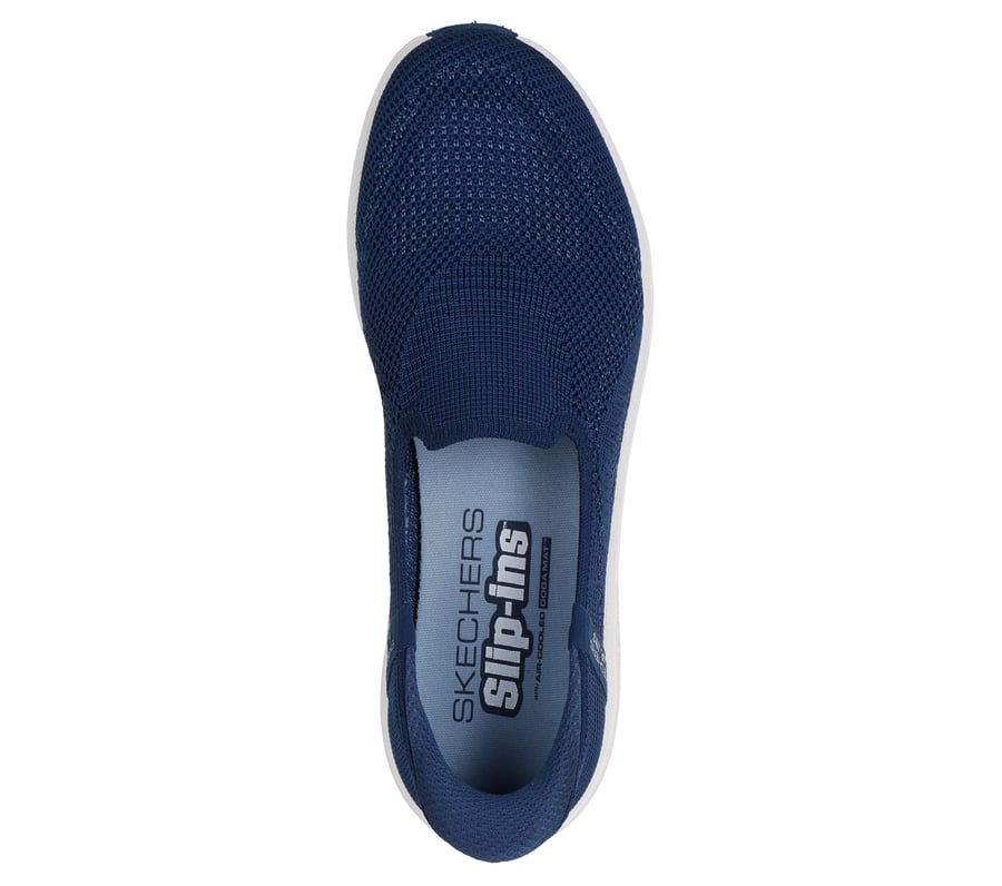 FRG Skechers Max Cushioning Lite Aura navy slip-on sneaker with engineered knit upper and cushioned insole