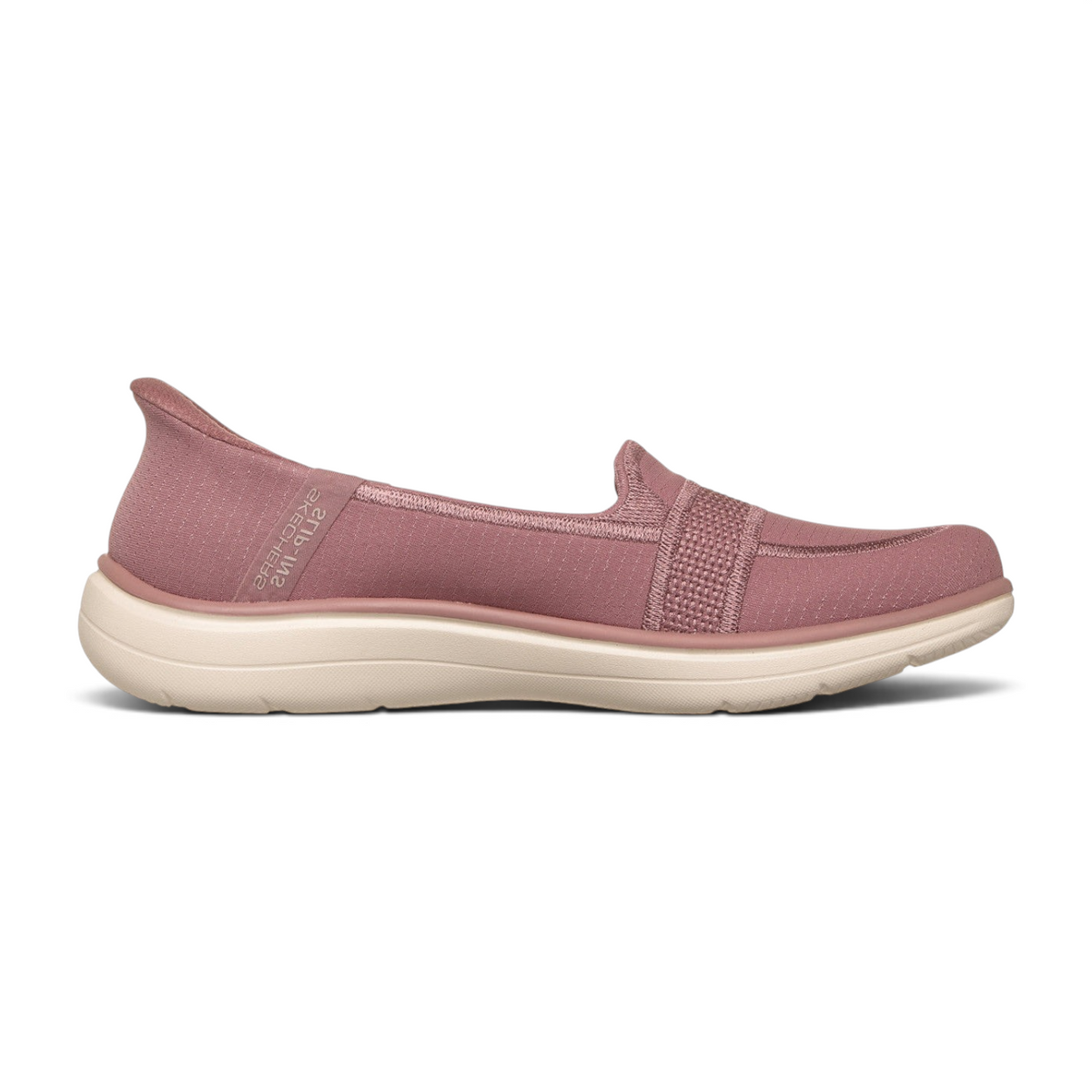 FRG Skechers Street Tres-Air Uno Vision-Airy slip-on sneaker in dusty rose with a cushioned beige sole